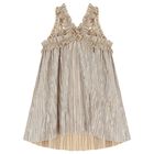 Girls Gold Metallic Pleated Top, 1, hi-res