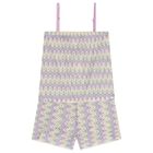 Girls Lilac & Ivory Zig-Zag Crochet Playsuit, 1, hi-res