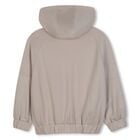 Girls Beige Embellished Hooded Zip Up Top, 1, hi-res