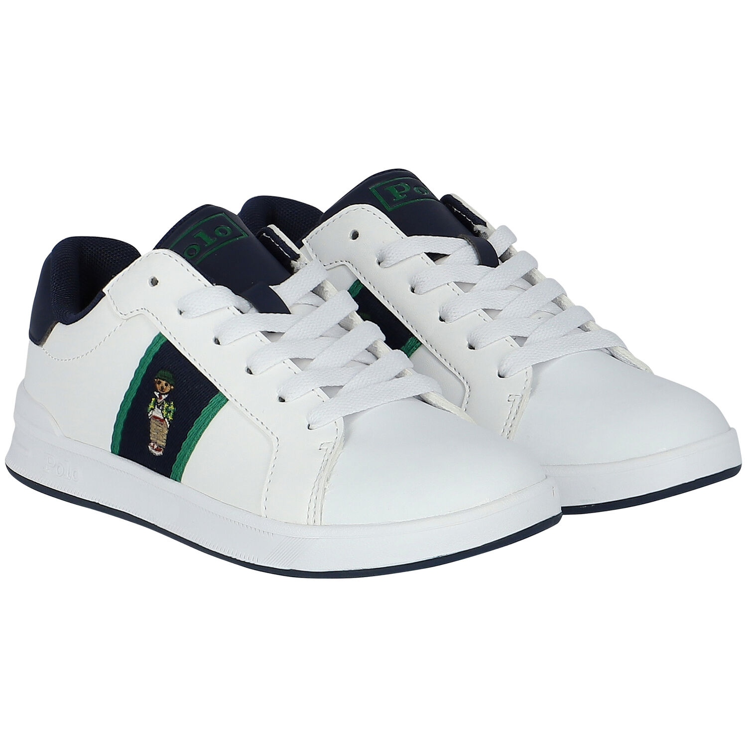 Boys White Polo Bear Trainers, 1, hi-res