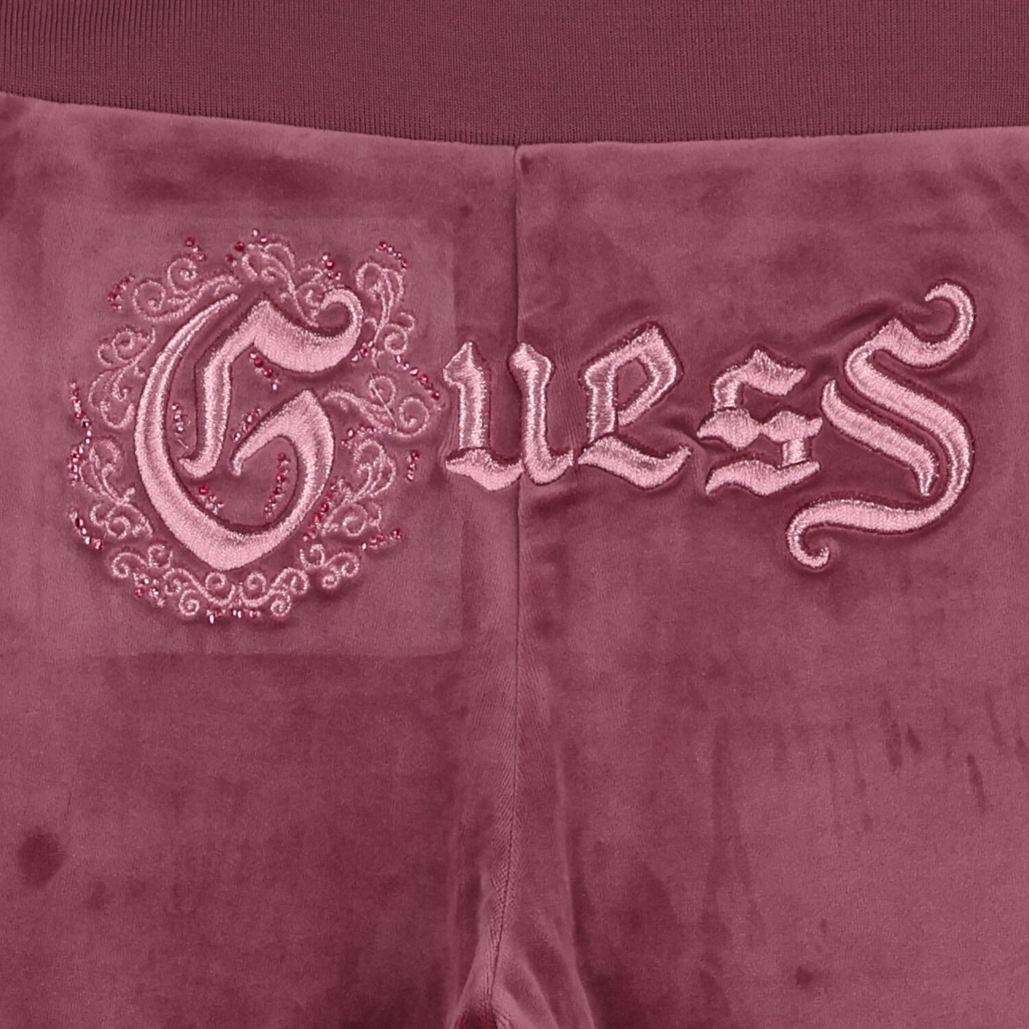 Girls Pink Logo Velvet Joggers, 1, hi-res image number null