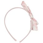 Girls Pink Floral Bow Headband, 1, hi-res