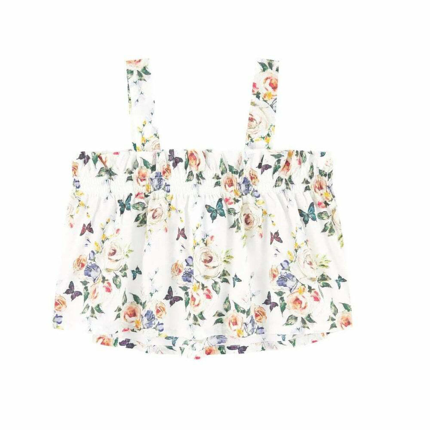 Girls White Floral Crop Top, 1, hi-res image number null