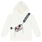 Girls Ivory Logo Bag Hooded Top, 1, hi-res
