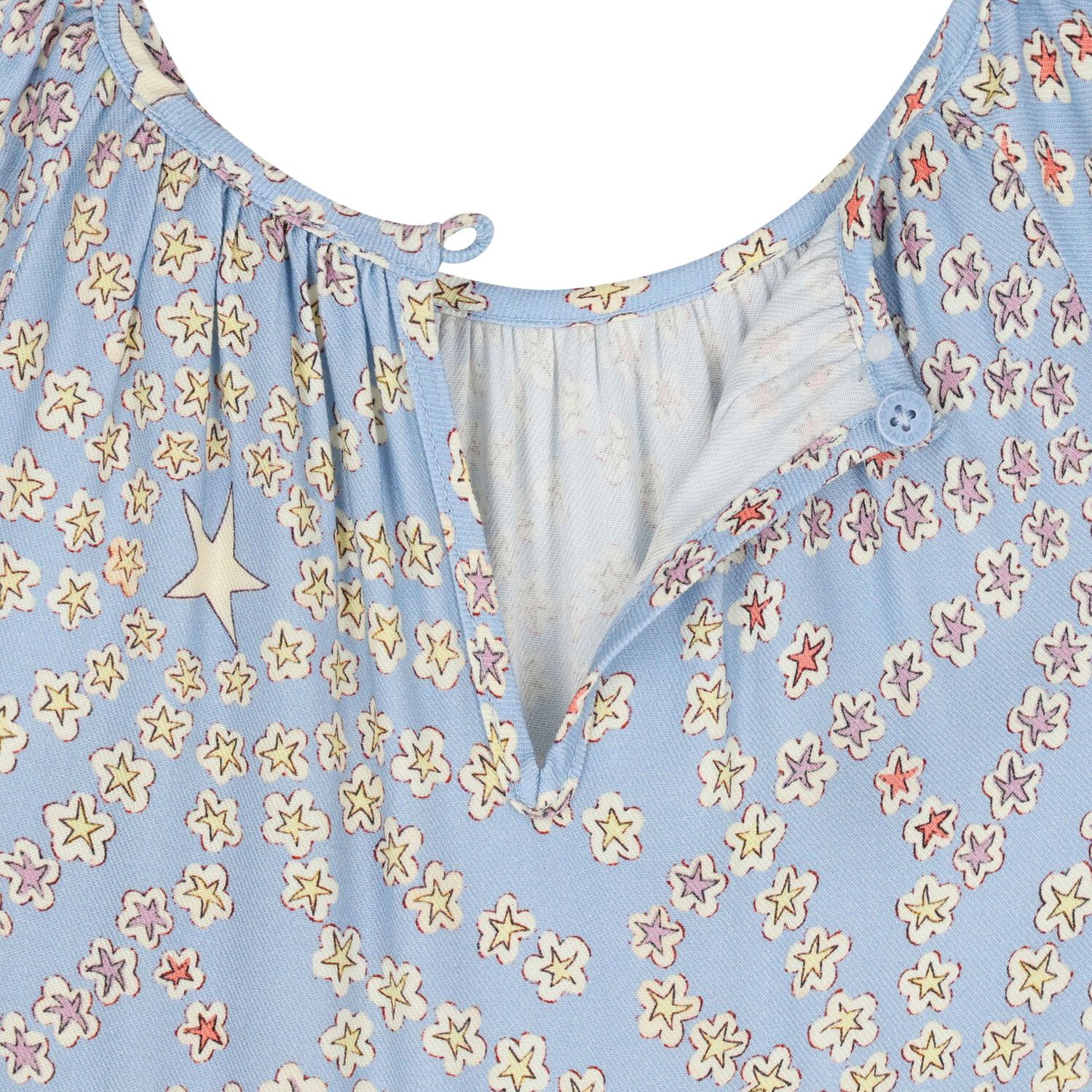 Girls Blue Star Tiered Dress, 1, hi-res