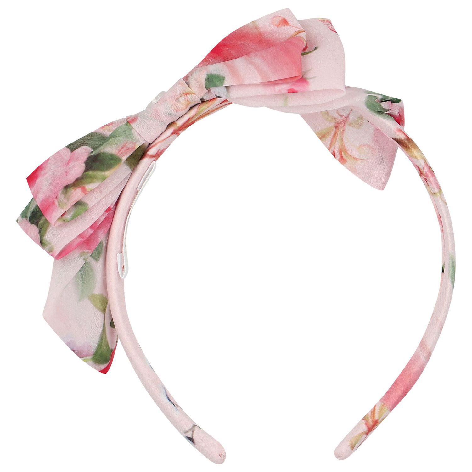 Girls Pink Floral Chiffon Headband, 1, hi-res