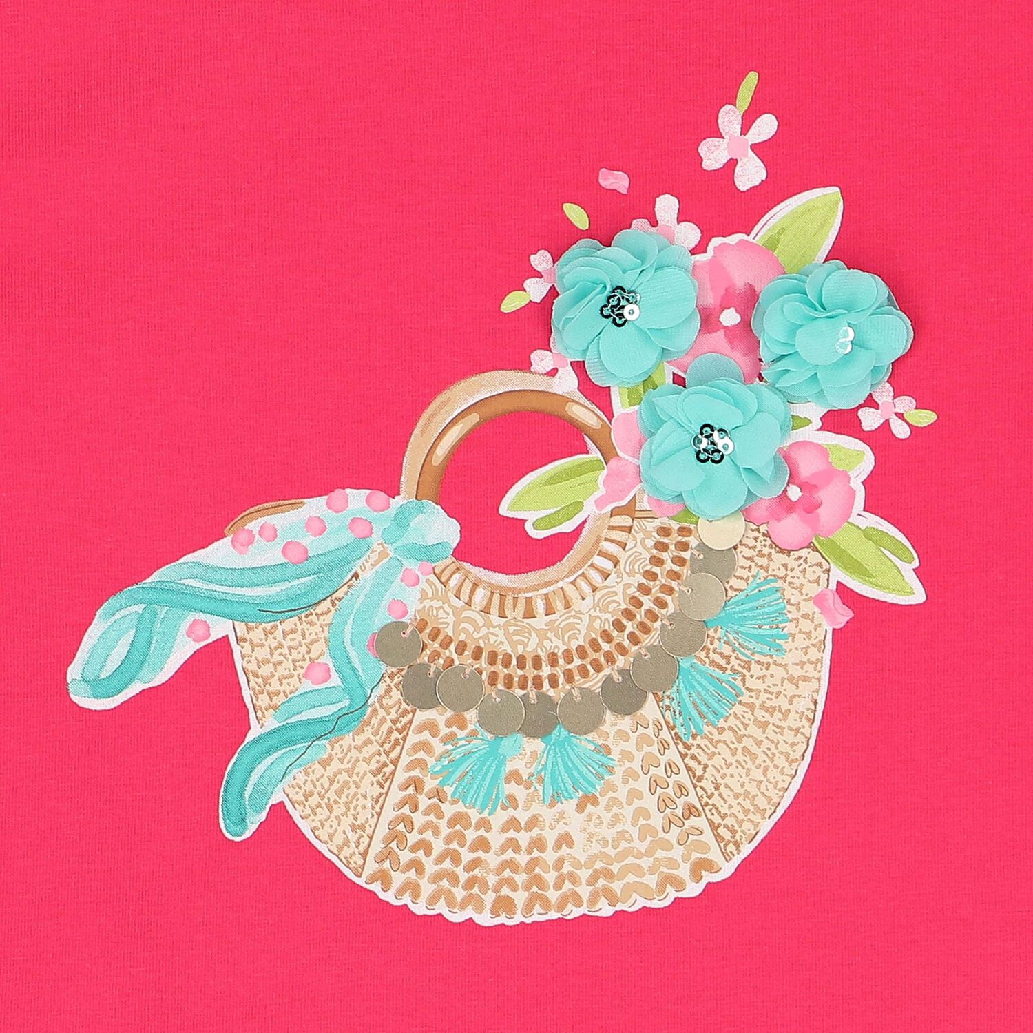 تيشيرت بنات بطبعة باللون الزهري, 1, hi-res