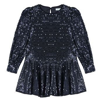 Girls Navy Blue Sequin Dress