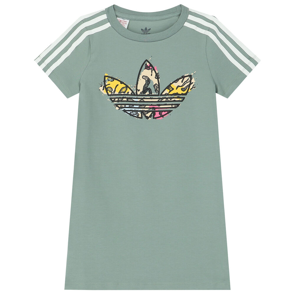 forhold Sammensætning Færøerne adidas Originals Girls Green Trefoil Logo T-Shirt Dress | Junior Couture USA