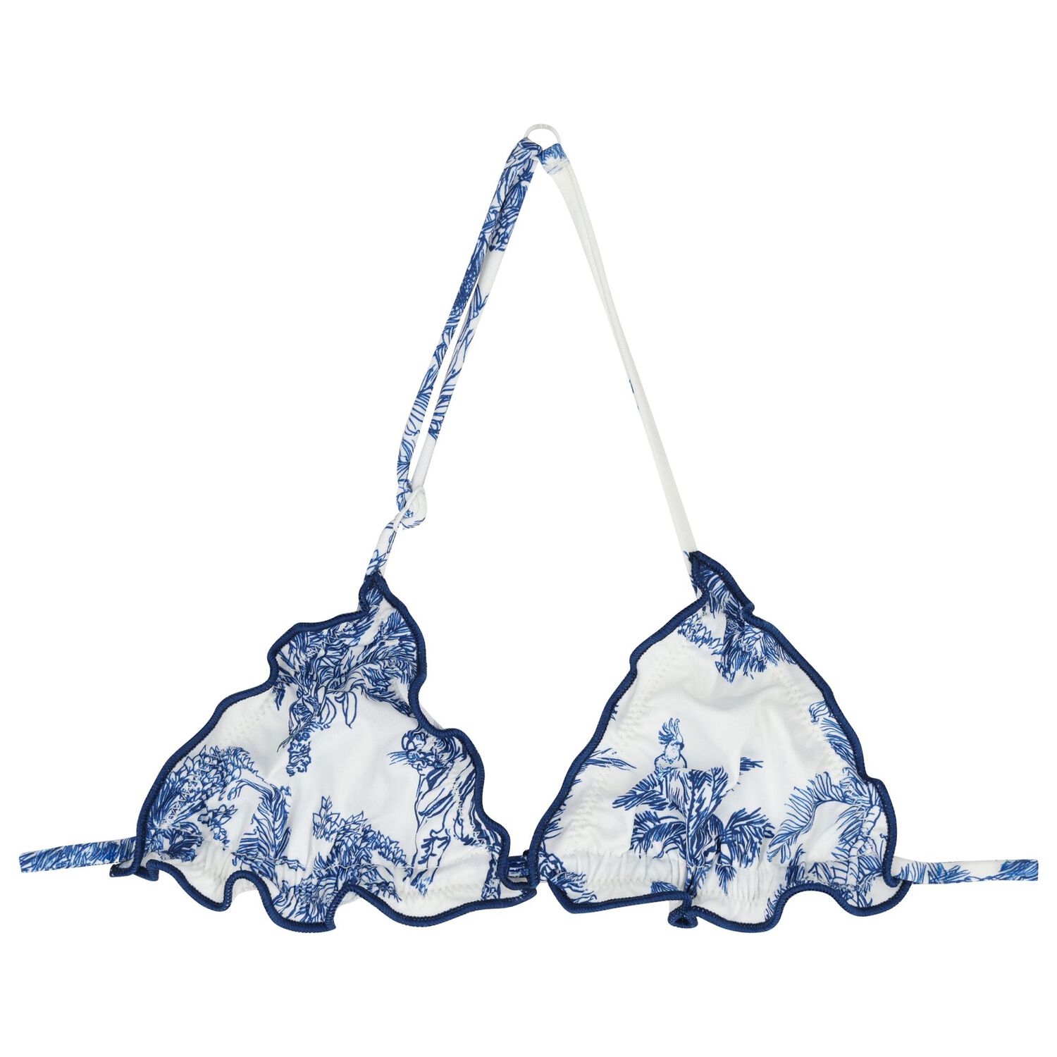 بيكيني للبنات بنقشة نخيل باللون الأزرق والأبيض, 1, hi-res