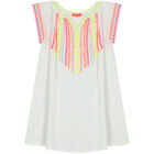 Girls White Embroidered Beach Dress, 1, hi-res