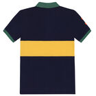 Boys Navy & Yellow Logo Polo Shirt, 1, hi-res