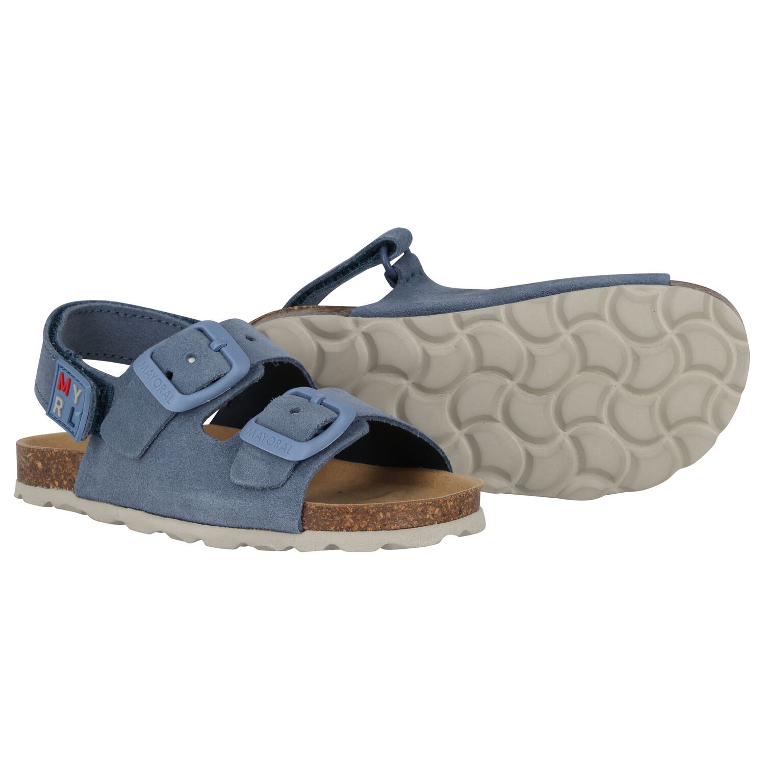 Baby Boys Blue Leather Sandal, 1, hi-res