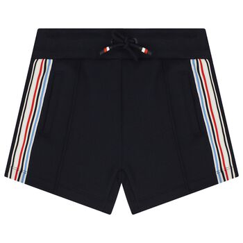 Boys Navy Blue Logo Shorts