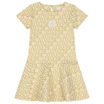 Girls Beige & Gold Logo Dress
