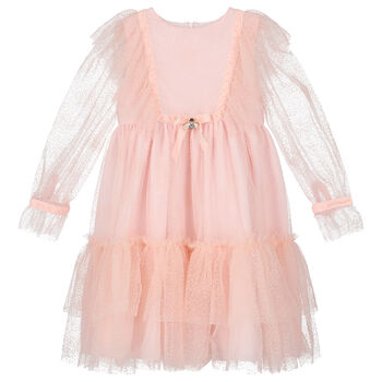 Girls Pink Dot Tulle Dress