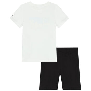 White & Black SpongeBob Logo Shorts Set