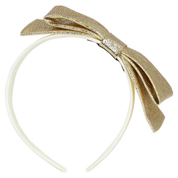 Girls Gold & Ivory Bow Hairband