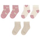 Younger Girls Beige, Ivory & Pink Socks ( 3 Pack ), 2, hi-res