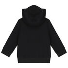 Younger Boys Black Logo Hooded Zip Up Top, 1, hi-res