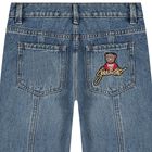 Girls Blue Teddy Bear Denim Jeans, 1, hi-res