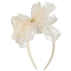 Girls Beige Bow Gladys Headband , 1, hi-res