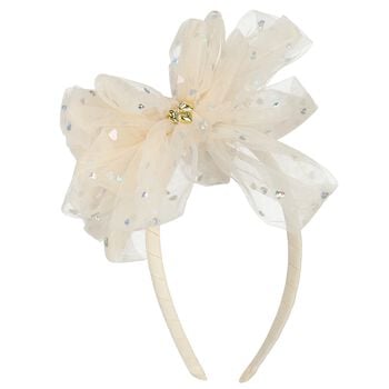 Girls Beige Bow Gladys Headband 