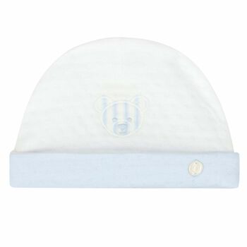 Baby Boys White & Blue Velour Hat