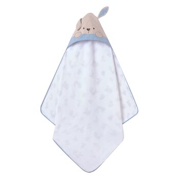 Baby Boys White & Blue Hooded Towel