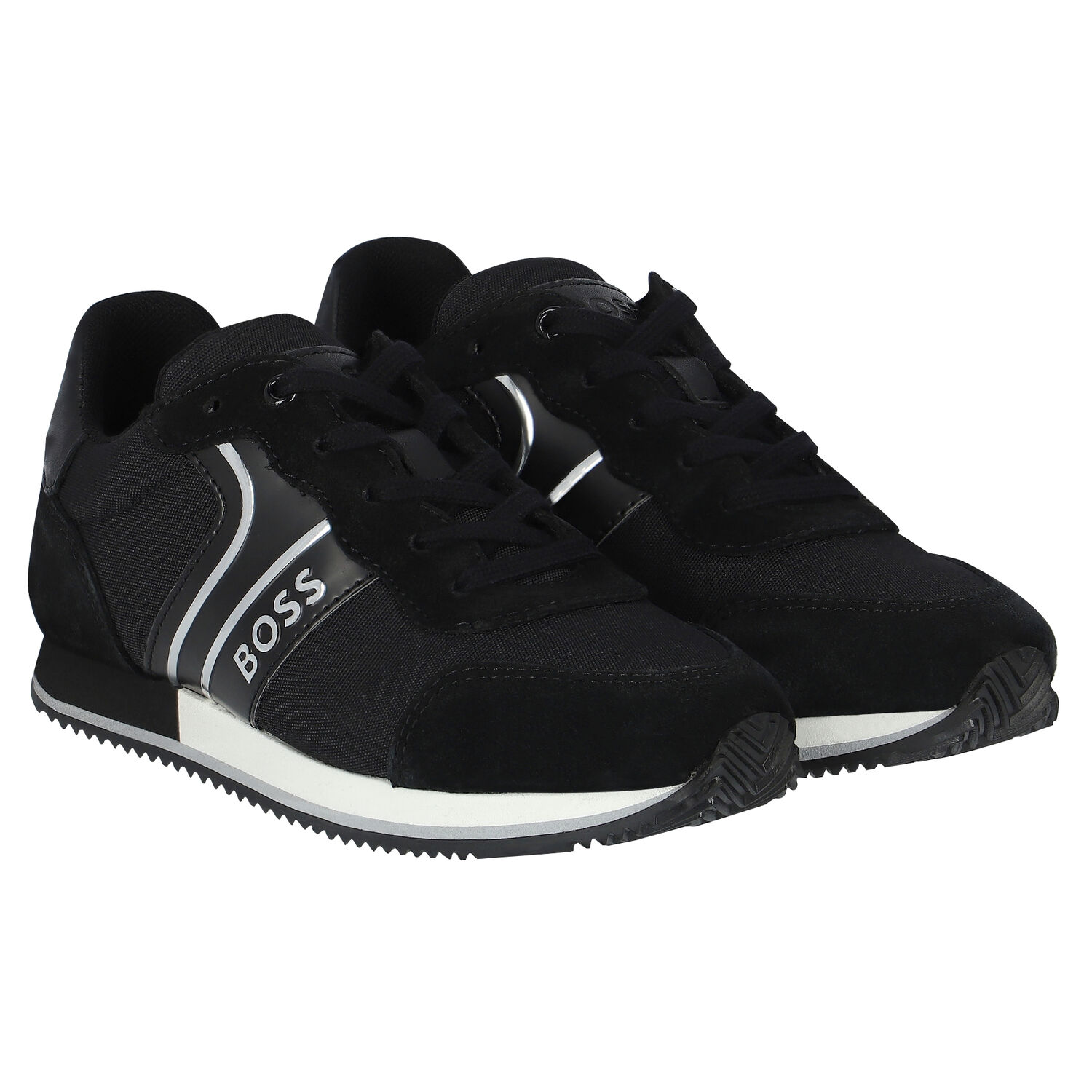 Boys Black & White Logo Trainers, 1, hi-res image number null