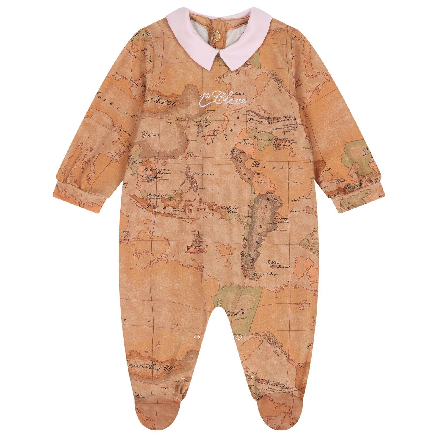 Baby Girls Beige & Pink Geo Map Babygrow Gift Set, 2, hi-res image number null
