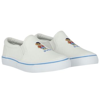 Girls Ivory Slip-On Trainers