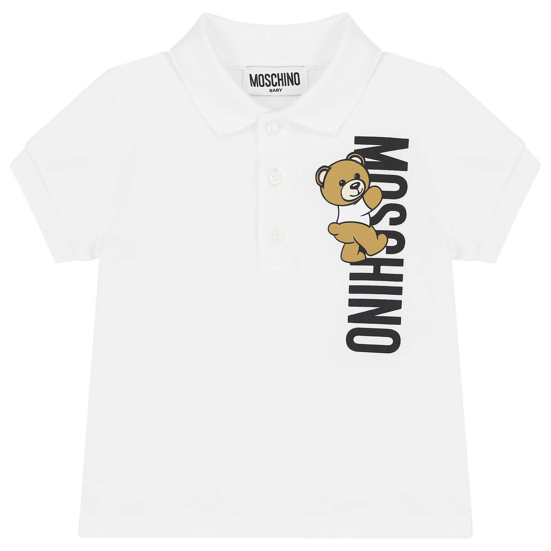 Moschino Younger Boys White Polo Bear Polo Shirt Junior Couture USA