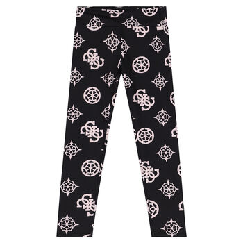 Girls Black Logo Leggings