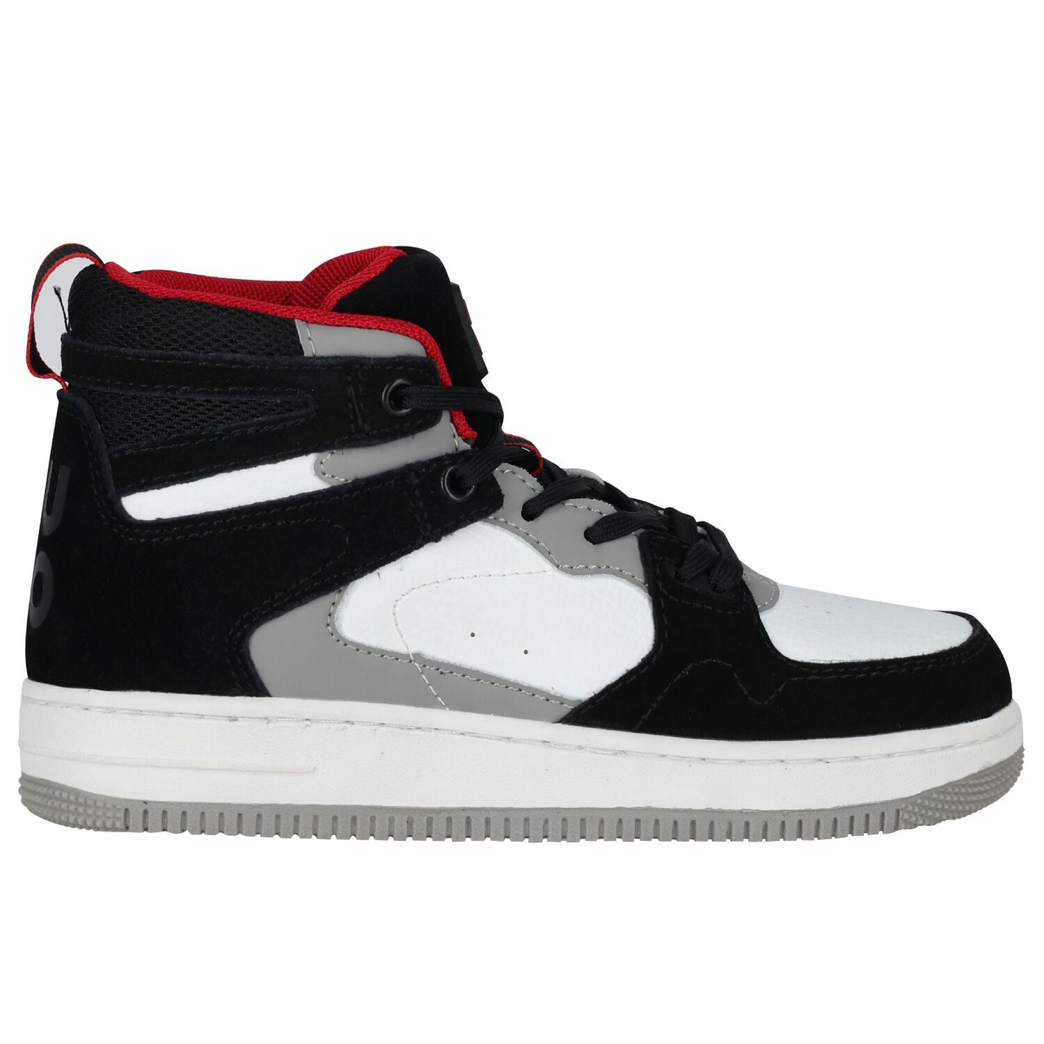 Boys Black & White Logo Trainers, 1, hi-res