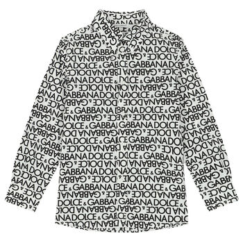 Boys White & Black Logo Shirt