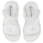 Girls White Logo Sandals, 1, hi-res