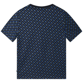 Boys Blue Monogram Logo T-Shirt