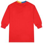 Girls Red Flower Logo Dress, 1, hi-res