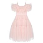 Girls Pink Ruffled Tulle Dress, 1, hi-res