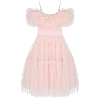 Girls Pink Ruffled Tulle Dress