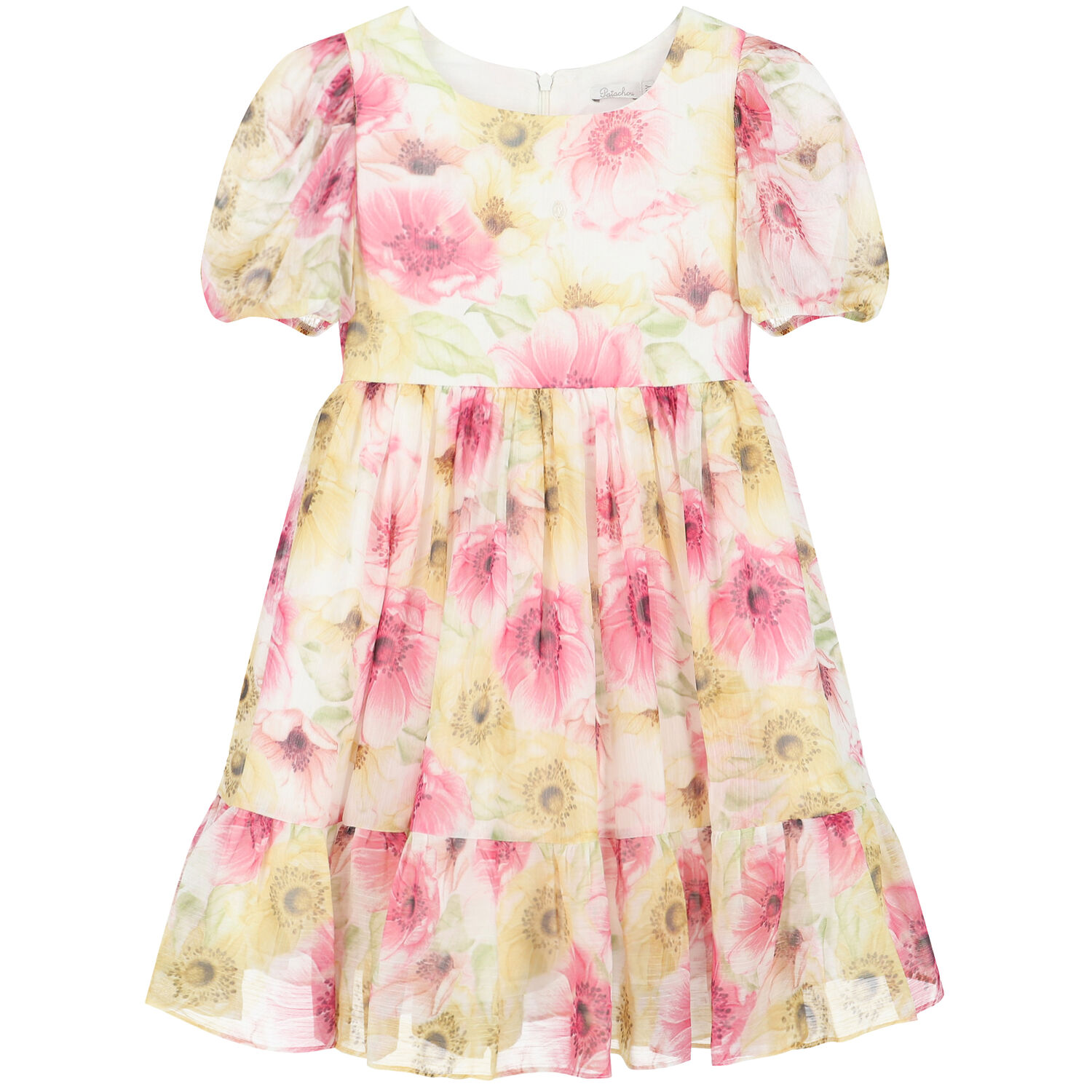 Girls White, Pink & Yellow Floral Dress, 1, hi-res image number null