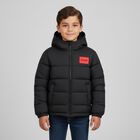 Boys Black Logo Puffer Jacket, 1, hi-res