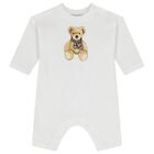 White Thomas Bear Baby Romper, 1, hi-res
