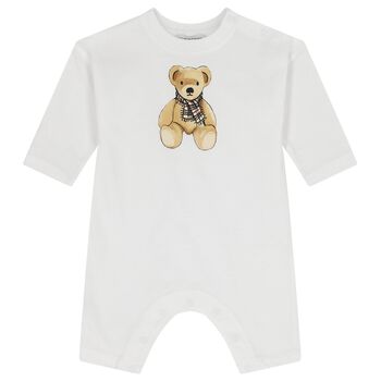 White Thomas Bear Baby Romper