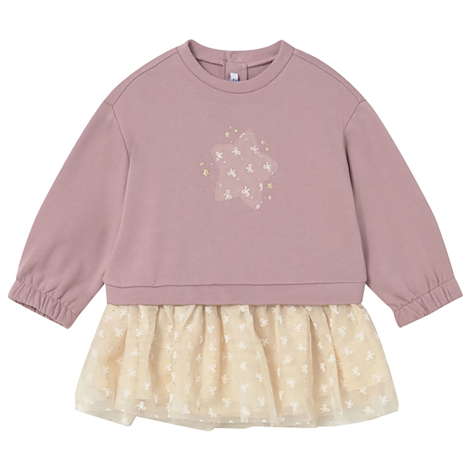 Younger Girls Pink & Beige Star Dress, 3, hi-res image number null