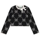 Girls Black Knitted Skirt Set, 1, hi-res