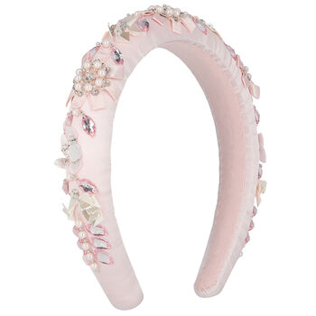 Girls Pink Embellished Floral Hairband