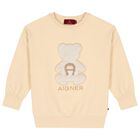 Girls Beige Faux Fur Teddy Bear Sweatshirt, 2, hi-res
