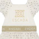 Younger Girls Ivory Logo Tulle Dress, 1, hi-res